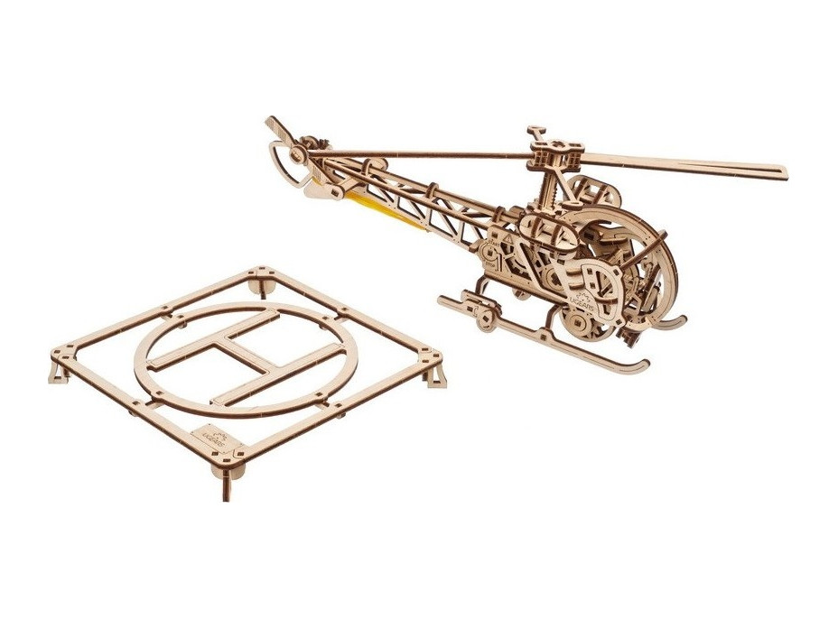 Ugears 3D Dřevěné mechanické puzzle MINI Helicopter