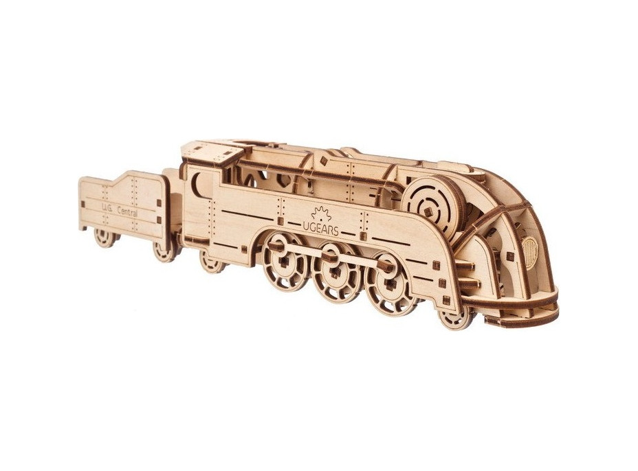 Ugears 3D dřevěné mechanické puzzle MINI Lokomotiva