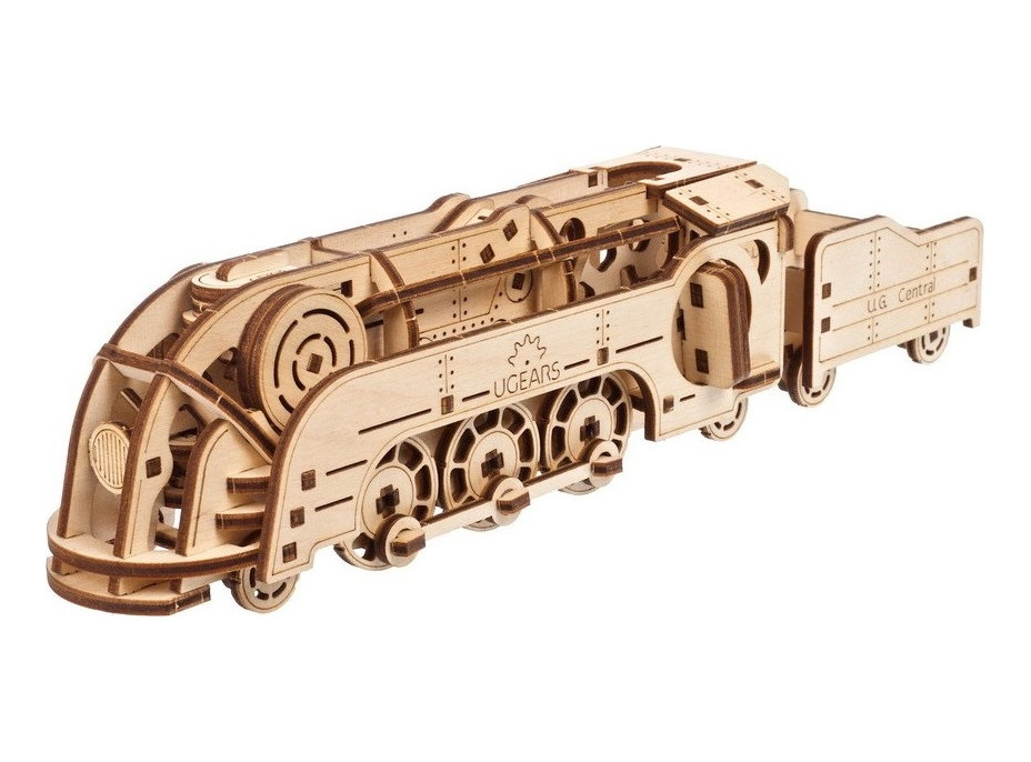 Ugears 3D dřevěné mechanické puzzle MINI Lokomotiva