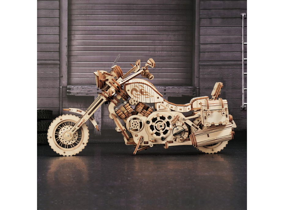 RoboTime 3D dřevěné mechanické puzzle Motorka (cruiser)