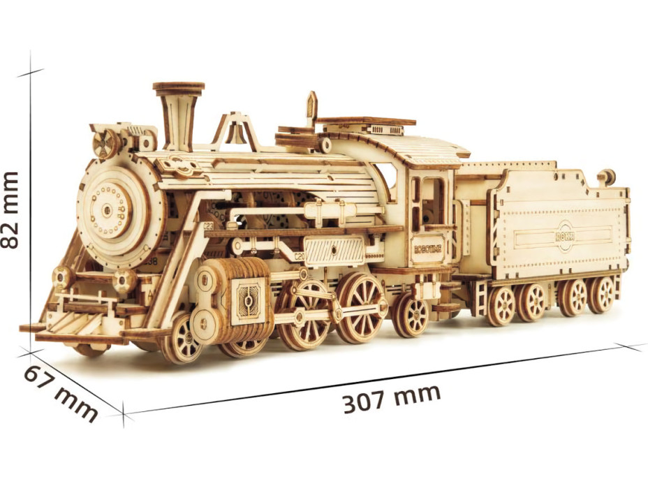 RoboTime dřevěné 3D puzzle Parní lokomotiva