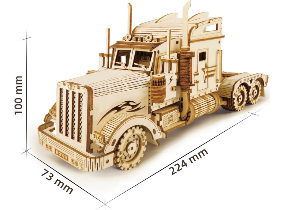 RoboTime dřevěné 3D puzzle Americký tahač