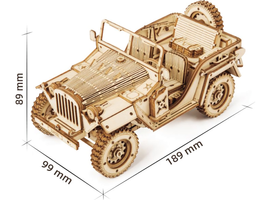 RoboTime dřevěné 3D puzzle Vojenský džíp