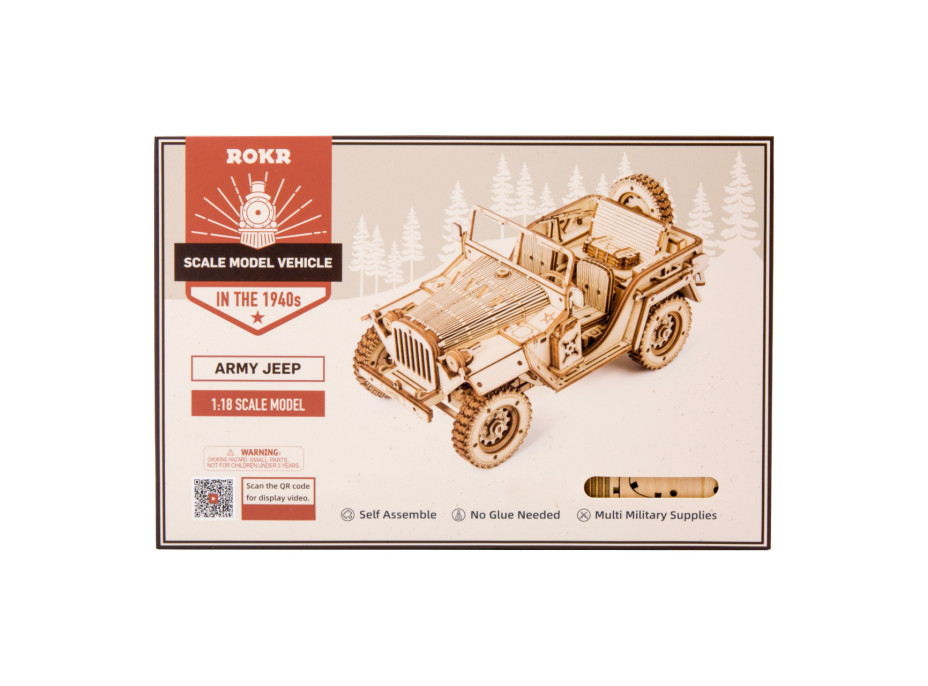 RoboTime dřevěné 3D puzzle Vojenský džíp