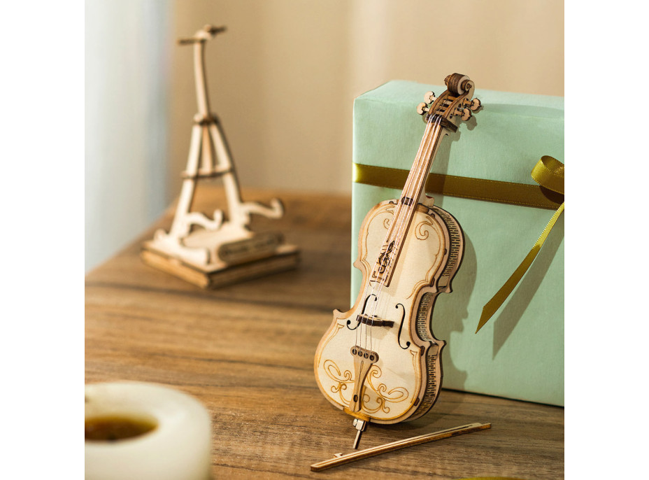 RoboTime dřevěné 3D puzzle Violoncello