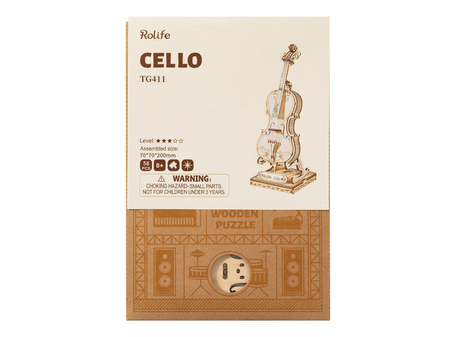 RoboTime dřevěné 3D puzzle Violoncello