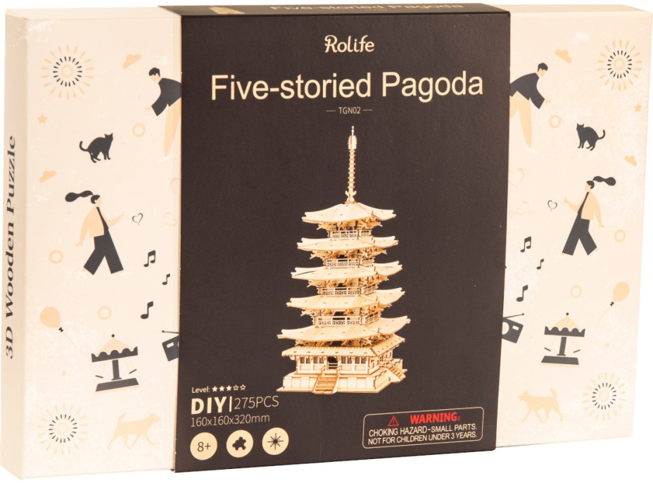 RoboTime dřevěné 3D puzzle Pětipatrová pagoda