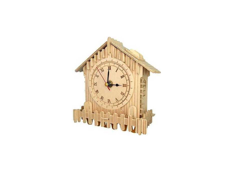 Woodcraft Dřevěné 3D puzzle hodiny domek