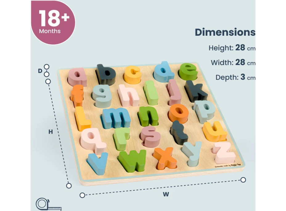 Bigjigs Toys Dřevěné puzzle malá písmena - abc