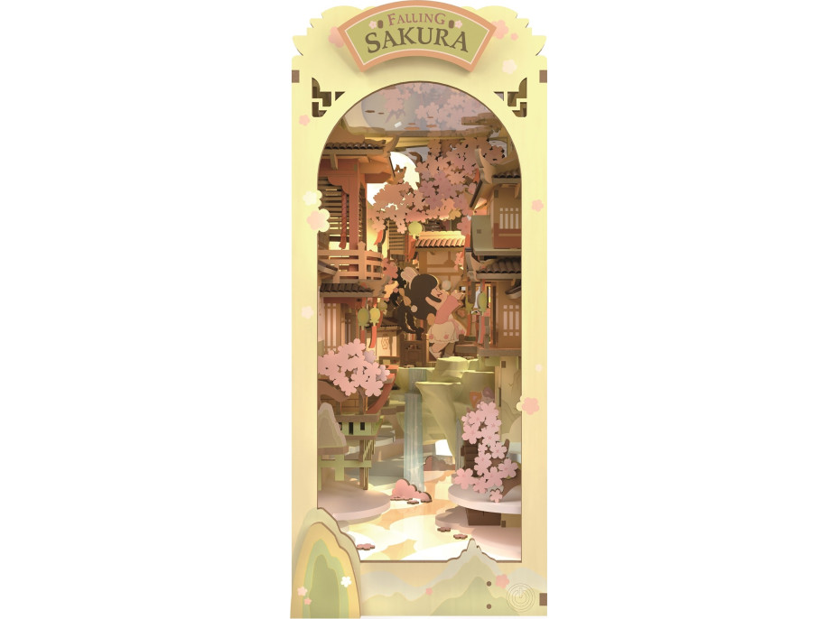 RoboTime 3D Puzzle Zarážka na knihy "Falling Sakura" (dřevěná)