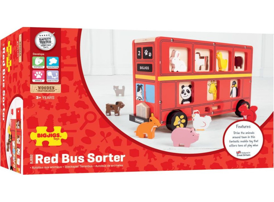 Bigjigs Toys Dřevěný autobus se zvířátky