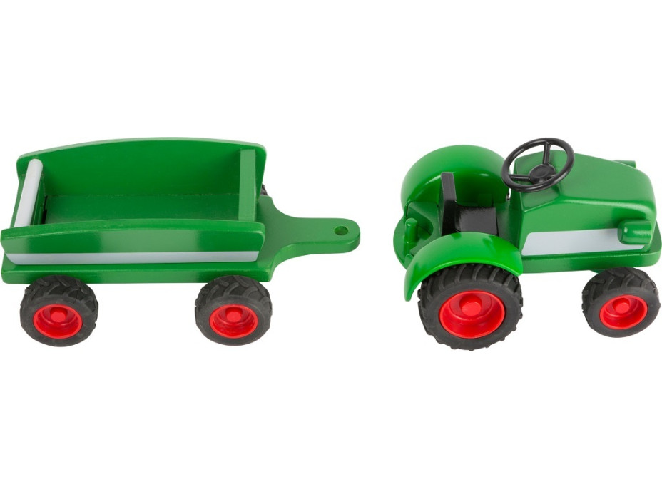 small foot Dřevěný traktor s vlečkou zelený