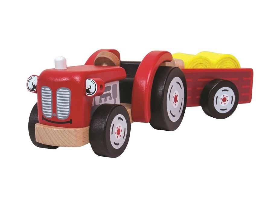 Tidlo Dřevěný traktor s vlečkou