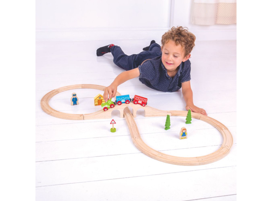 Bigjigs Rail dřevěná vláčkodráha osmička - poškozený obal