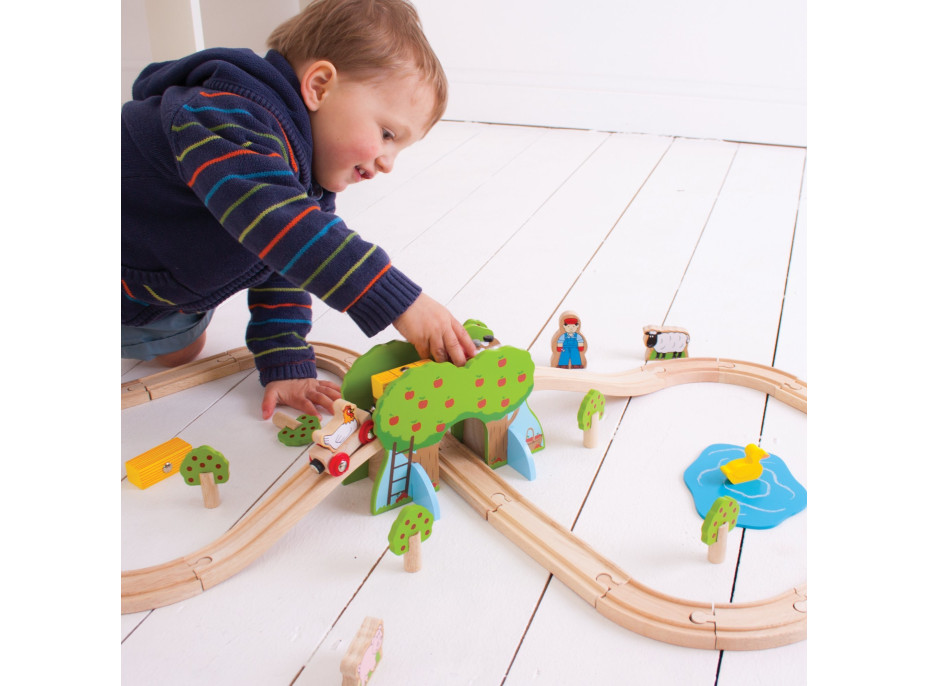 Bigjigs Rail Dřevěná vláčkodráha farma