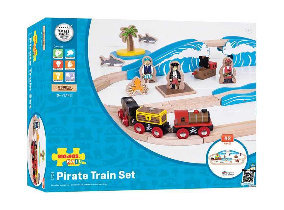 Bigjigs Rail Dřevěná vláčkodráha piráti