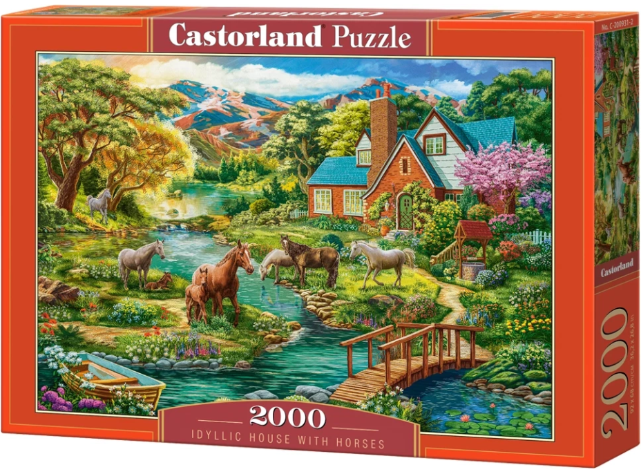 CASTORLAND Puzzle Idylický dům s koňmi 2000 dílků