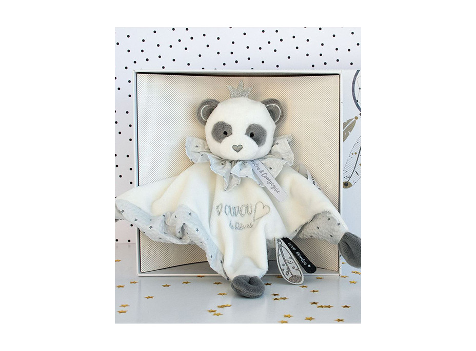 Doudou Dárková sada - plyšový muchláček panda 20 cm