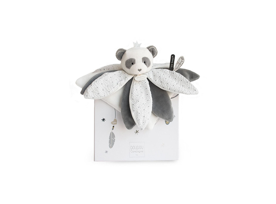 Doudou Dárková sada - plyšový muchláček panda 26 cm