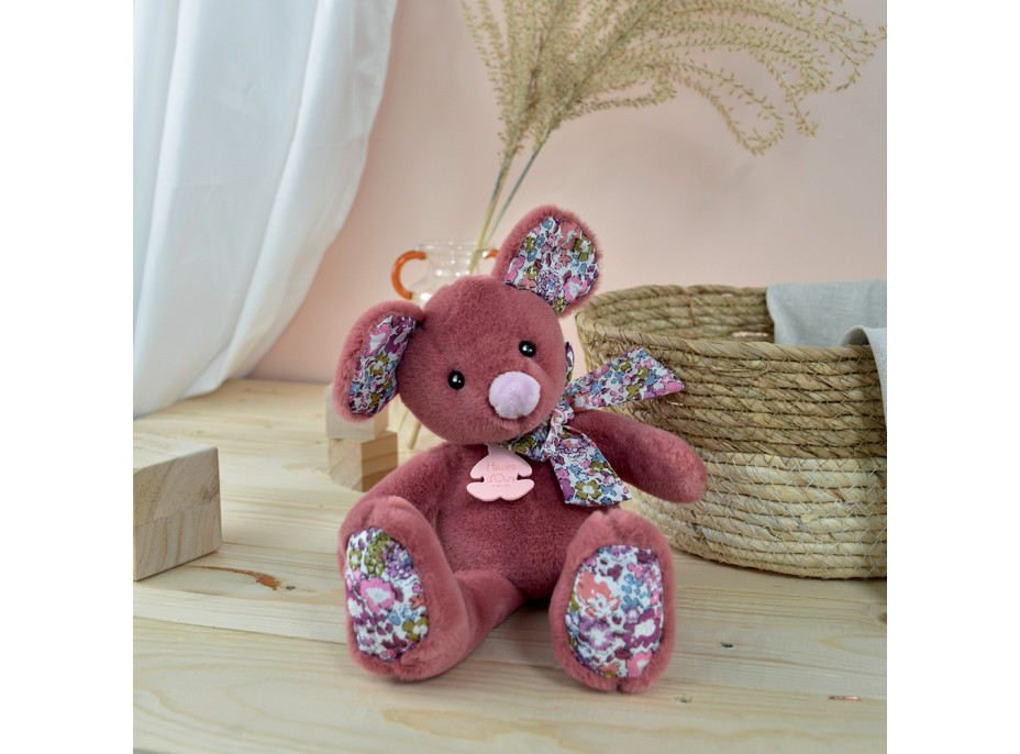 Doudou Histoire d´Ours Plyšová kamarádka tmavě růžová myška 25 cm