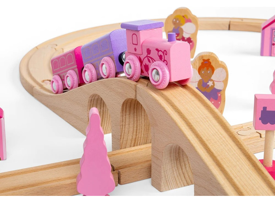 Bigjigs Rail Dřevěná vláčkodráha osmička pro princezny 35 dílů