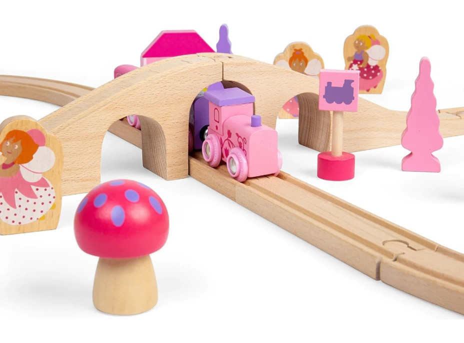 Bigjigs Rail Dřevěná vláčkodráha osmička pro princezny 35 dílů