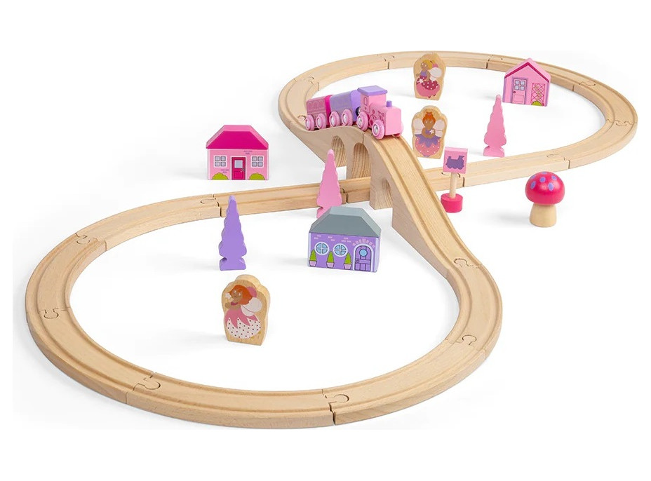 Bigjigs Rail Dřevěná vláčkodráha osmička pro princezny 35 dílů