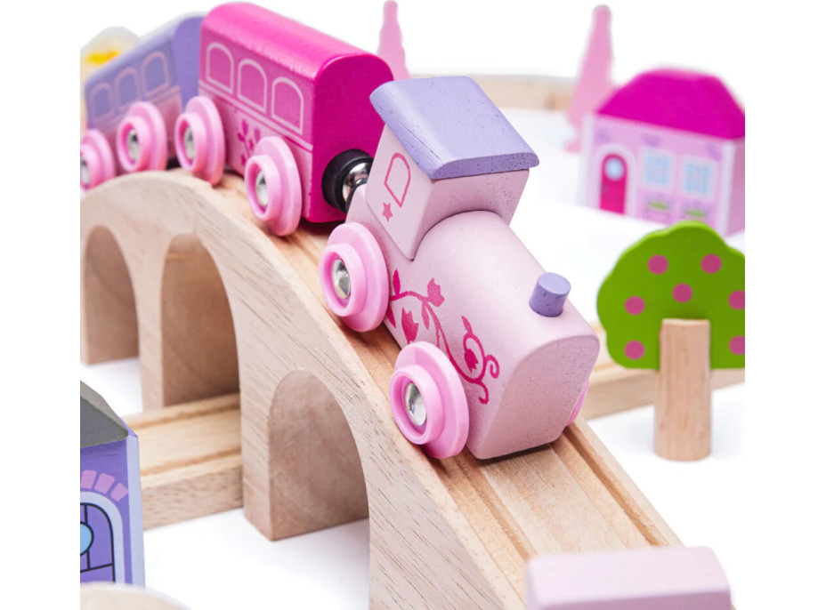 Bigjigs Rail Dřevěná velká vláčkodráha princezny - poškozený obal