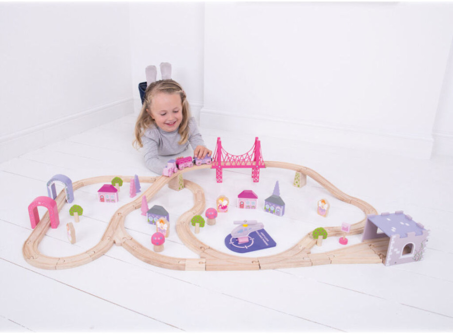 Bigjigs Rail Dřevěná velká vláčkodráha princezny - poškozený obal