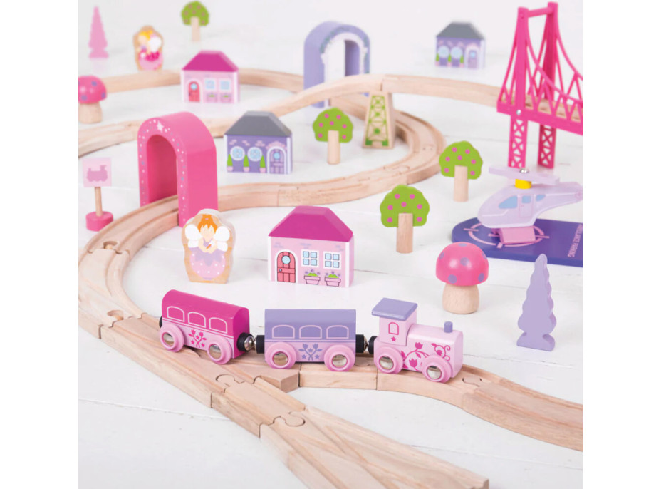 Bigjigs Rail Dřevěná velká vláčkodráha princezny - poškozený obal