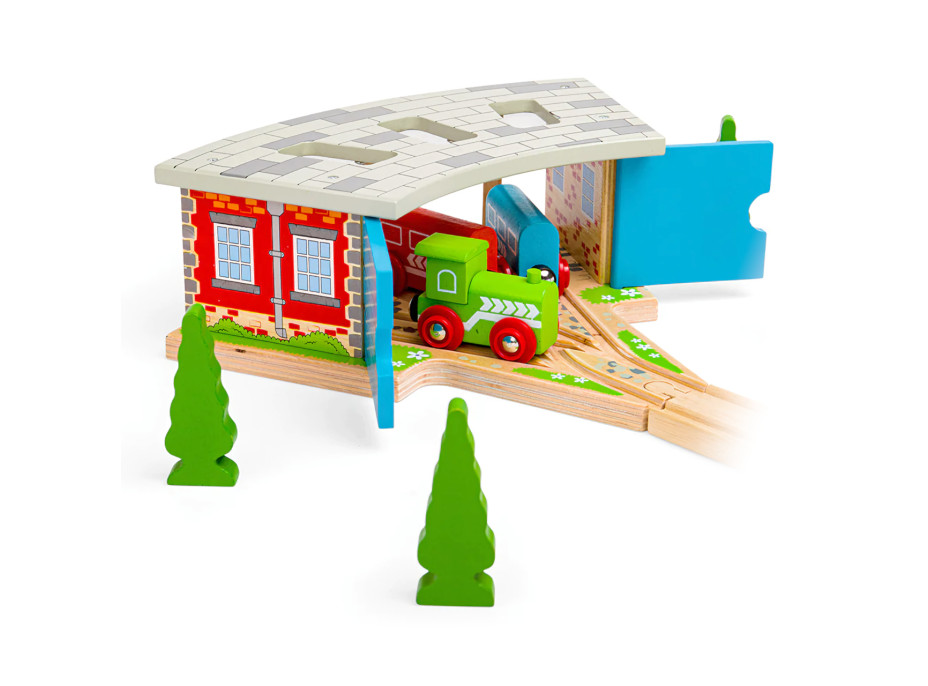 Bigjigs Rail Trojité depo s vraty - poškozený obal