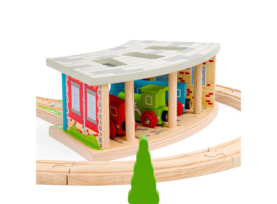 Bigjigs Rail Trojité depo s vraty - poškozený obal