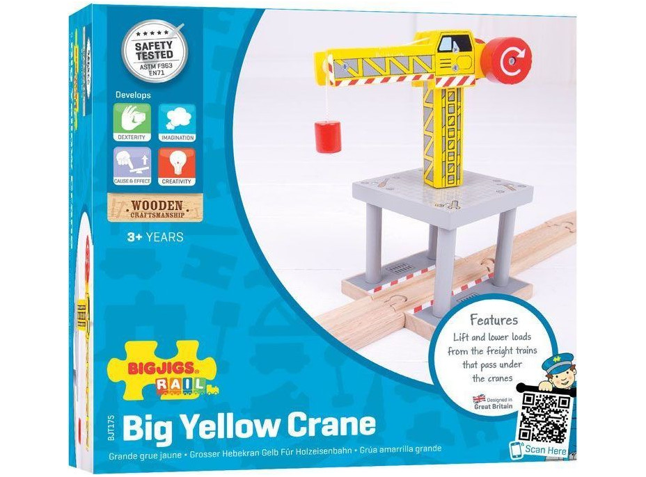 Bigjigs Rail Velký jeřáb žlutý - poškozený obal