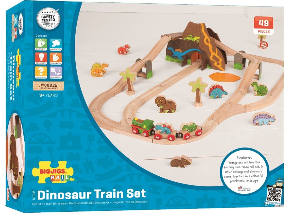 Bigjigs Rail Dřevěná vláčkodráha dinosauři