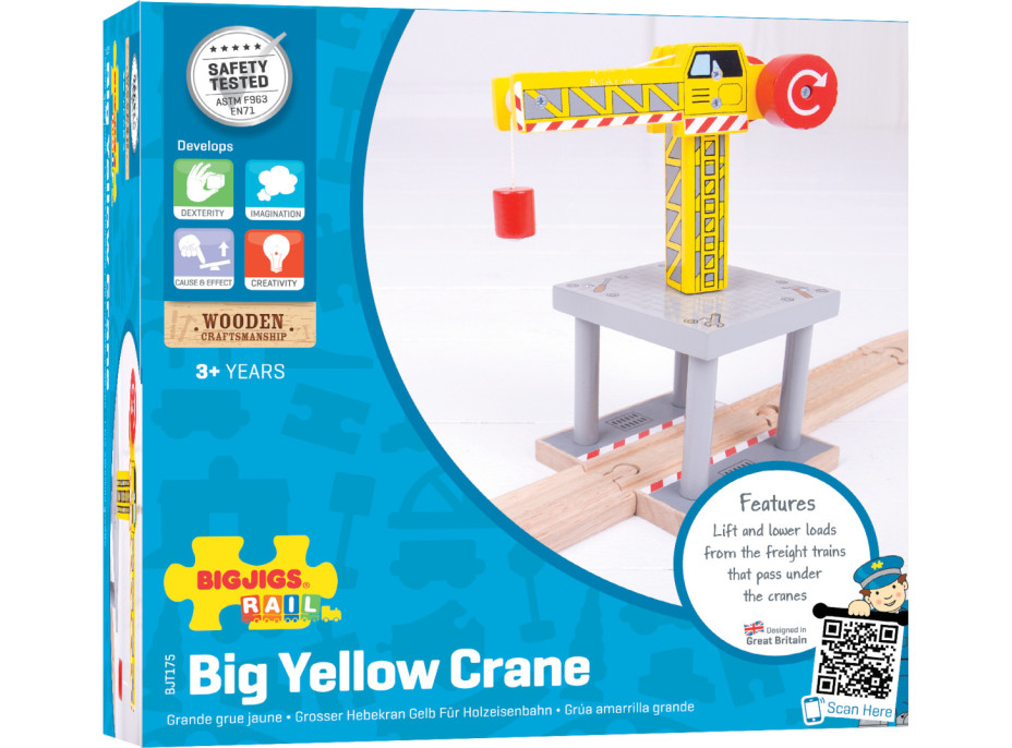 Bigjigs Rail Velký jeřáb žlutý