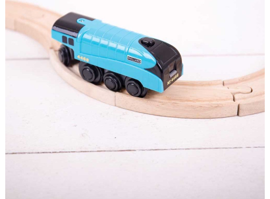 Bigjigs Rail Elektrická lokomotiva Mallard modrá