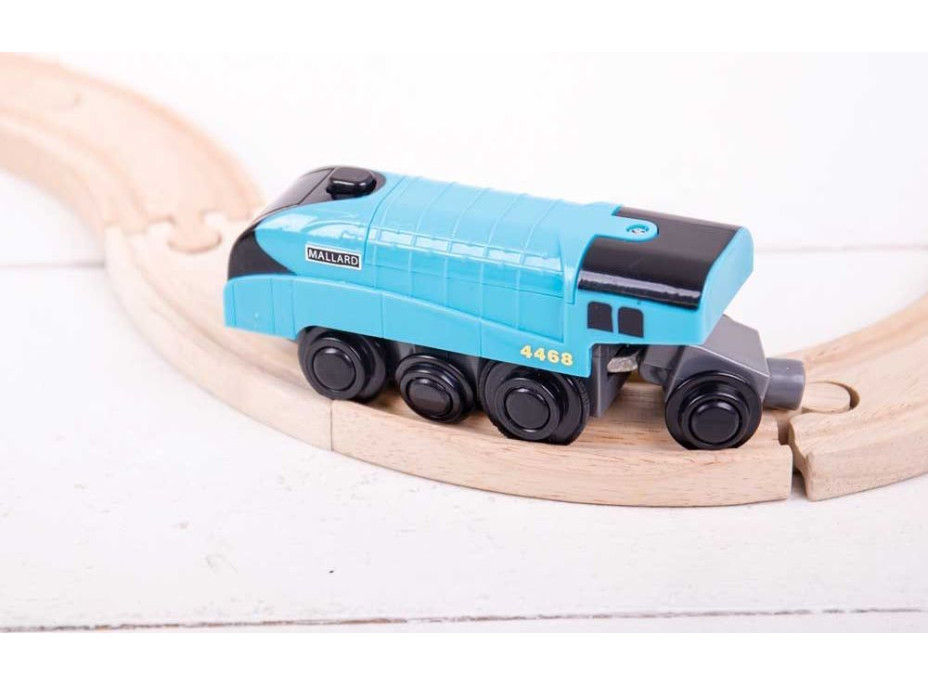 Bigjigs Rail Elektrická lokomotiva Mallard modrá