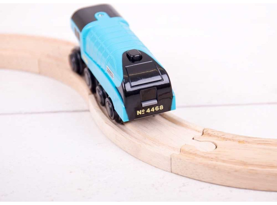 Bigjigs Rail Elektrická lokomotiva Mallard modrá