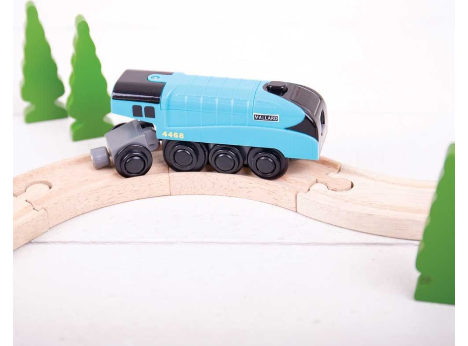 Bigjigs Rail Elektrická lokomotiva Mallard modrá