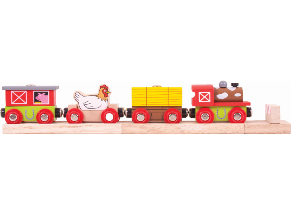 Bigjigs Rail Vláček farma + 3 koleje