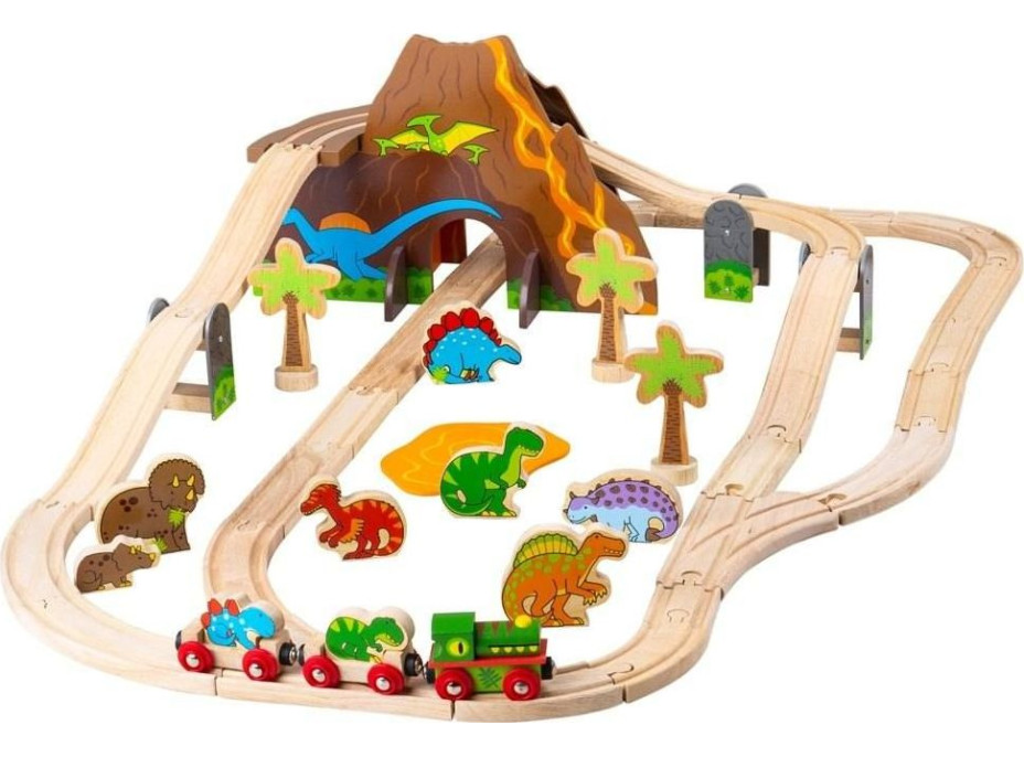 Bigjigs Rail Dřevěná vláčkodráha dinosauři