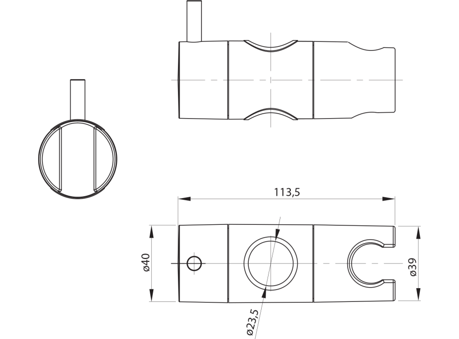 Sapho Držák pro sprchovou tyč 23mm, ABS/chrom NDKJ139