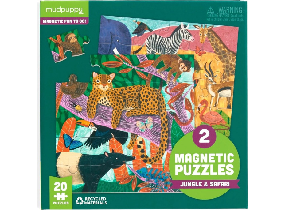 Mudpuppy Magnetické puzzle Safari a džungle 2x20 dílků