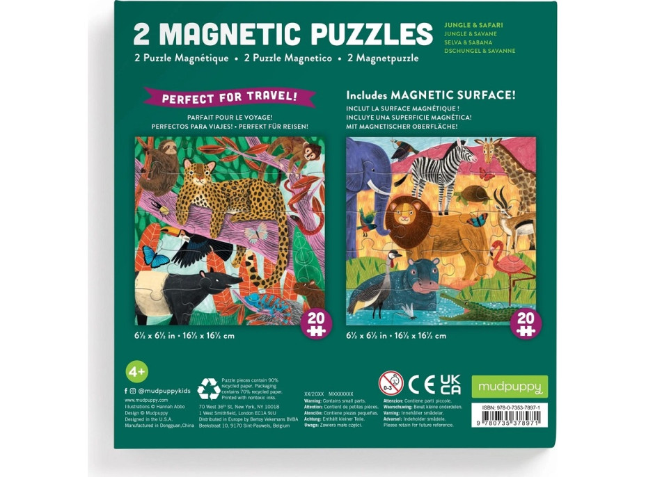 Mudpuppy Magnetické puzzle Safari a džungle 2x20 dílků