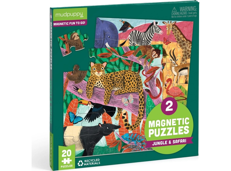 Mudpuppy Magnetické puzzle Safari a džungle 2x20 dílků