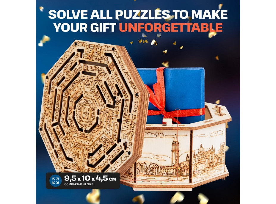 EscapeWelt 3D Dřevěná skládačka Secret Maze Box složená