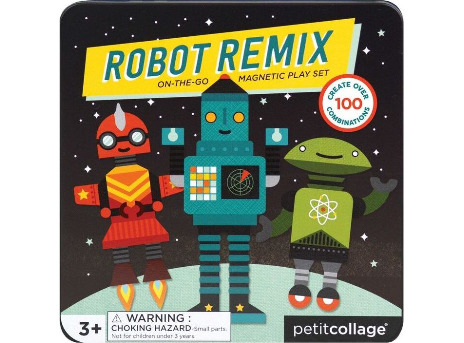 Petitcollage Magnetická hra Roboti - poškozená kovová krabička