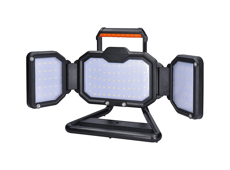 Solight LED reflektor 30W, přenosný, nabíjecí, 3000lm, oranžovo-černý