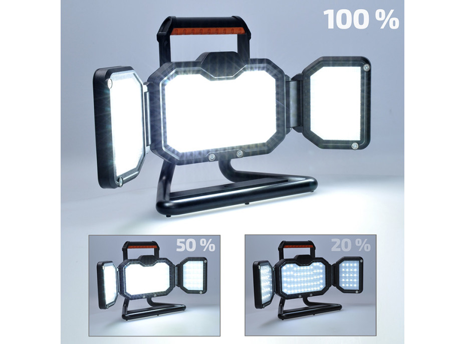 Solight LED reflektor 30W, přenosný, nabíjecí, 3000lm, oranžovo-černý