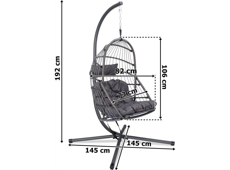 Závěsné houpací křeslo HAITI - šedé